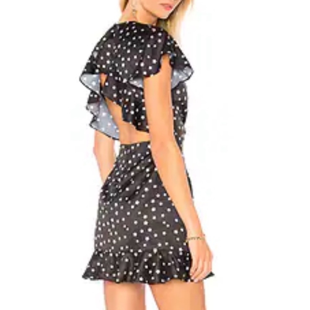 By The Way Claudia Ruffle Open Back Dress Black Star Mini Ruffle Fun Party Sz MD - Picture 2 of 13